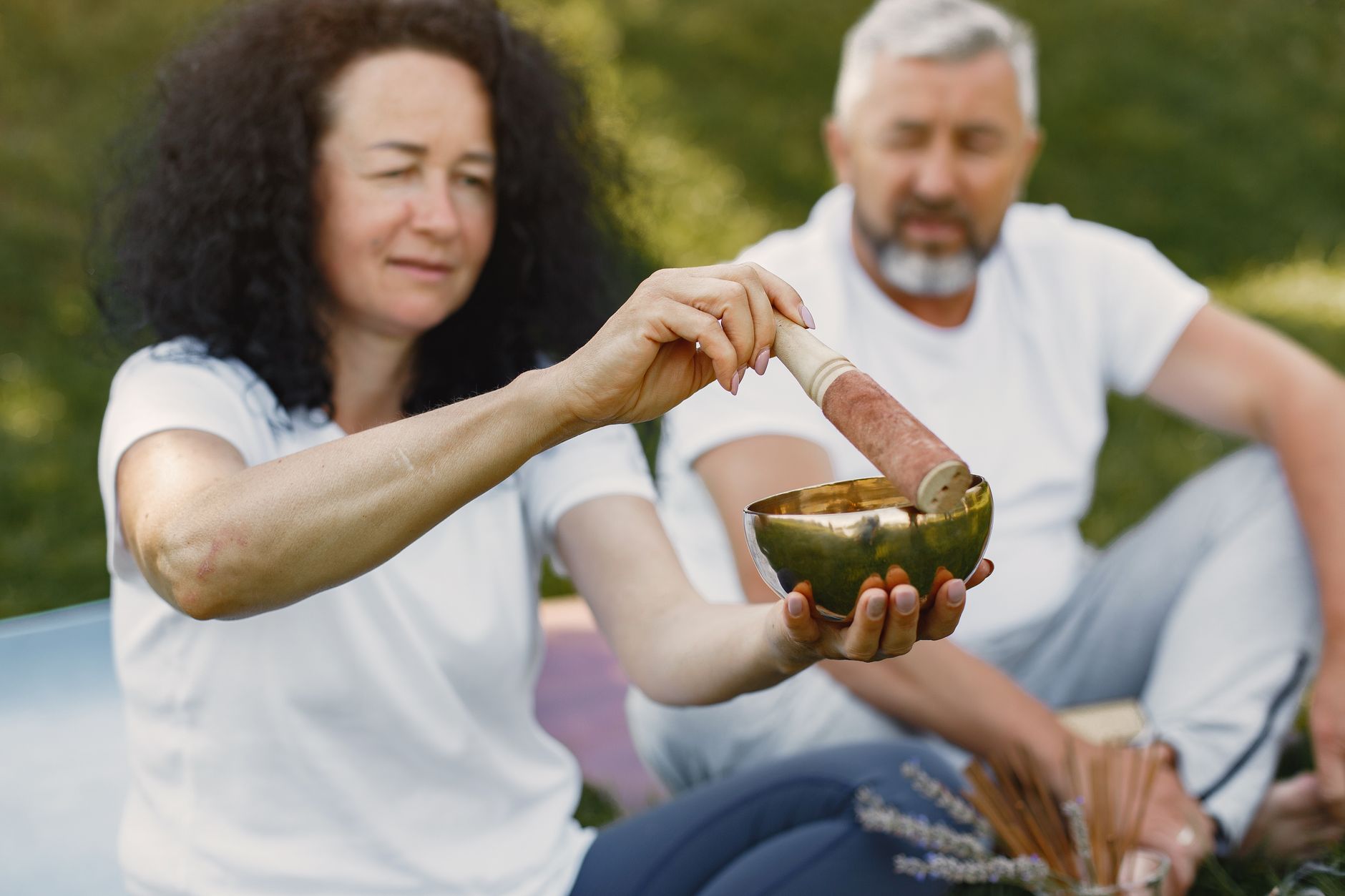 Senior guest engaged in relaxation therapy